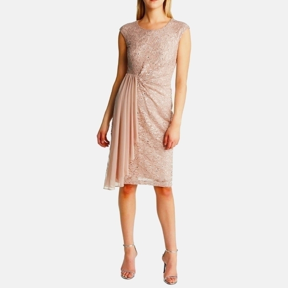 Connected Sequin and Lace Cocktail Dress. Plus Size
